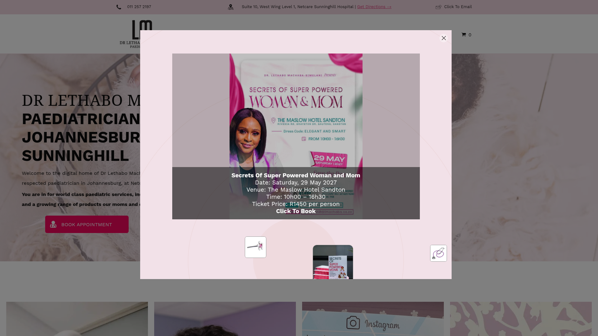 Dr Lethabo Machaba Paediatrician practice website homepage showcase - Netcare Sunninghill Hospital